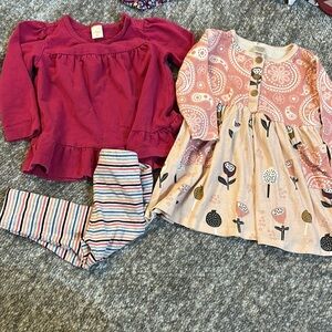 Girls nwot Tesa Babe tunic dress and pink top stripe pant set 12/18mo